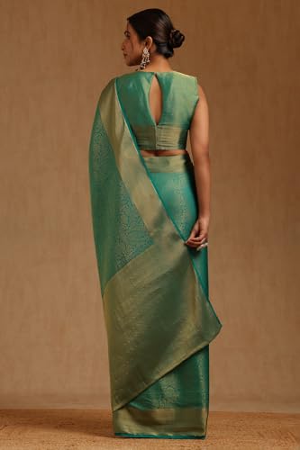 Soch Womens Green Georgette Paisley Zari Woven Saree