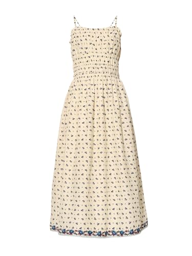 ONLY Women's Floral Print Fit and Flare Beige Dress