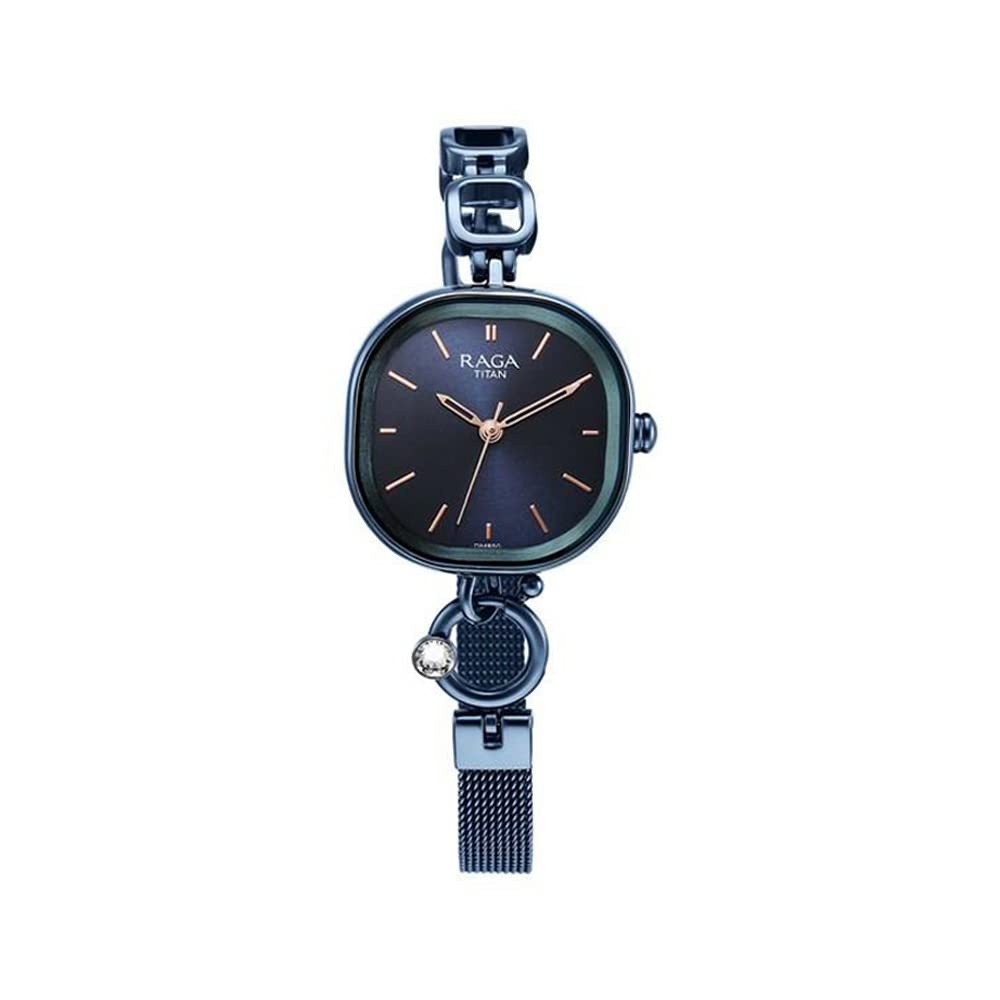 Titan Raga Delight Blue Dial Analog Metal Strap Watch for Women-NS2693QM01/NT2693QM01