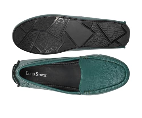 LOUIS STITCH Women’s Peacock Blue Premium Slip-On Loafers | Elegant Solid Slip-On Comfort Shoes for Casual and Formal Wear | Slip-On Loafer Shoes for Women | LSLD-BLR-PLPB | UK-6
