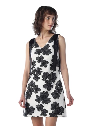 ONLY Women Floral Print Fit and Flare White Dress