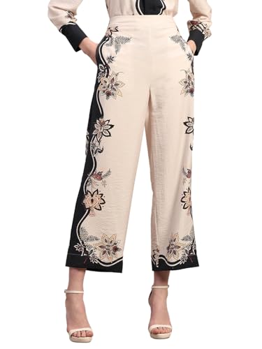 VERO MODA Women's Straight Fit High-Rise Beige Pants
