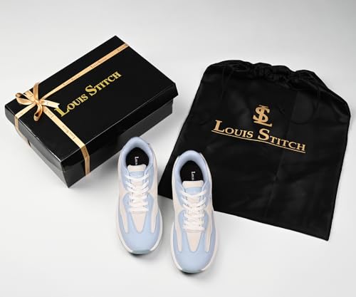 LOUIS STITCH Women’s Frost Blue Lightweight Athleisure Sport Shoes | Lightweight Casual Sneakers | Sporty Lace-Up Sneaker and Athleisure Wear| Perfect for Casual, Gym & Travel Wear | LSLD-AT-RF01 | UK-8