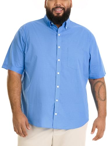 Van Heusen Men's Big and Tall Wrinkle Free Short Sleeve Button Down Shirt, Riviera Blue, 4X-Large Big