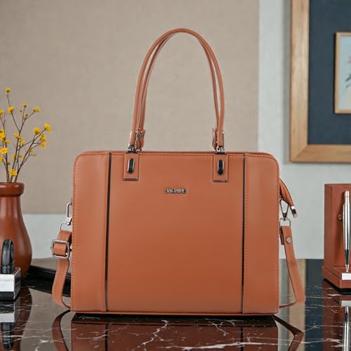 BAGNINE Handbag for Women - Brown | Structured Top Handle Satchel | Removable Strap | Smooth Zipper Closure | Elegant Carry Purse for Office, Work, Travel, Shopping & Daily Use
