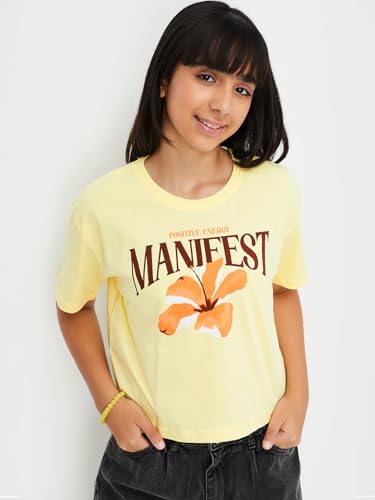 Max Girl's Regular Fit T-Shirt (M25EBT04_Yellow