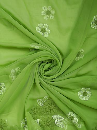 Ada Hand Embroidered Lucknowi Chikankari Unstitched Georgette Dress Material Suit Piece with Dupatta for Women 01A696681 Green