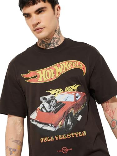 Max URB_N Men Printed Oversized T-Shirt(Brown_XS)
