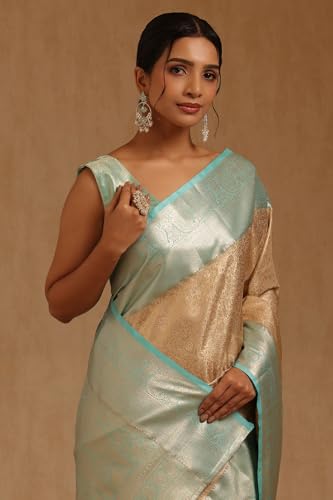 Soch Womens Beige Silk Blend Zari Woven Saree