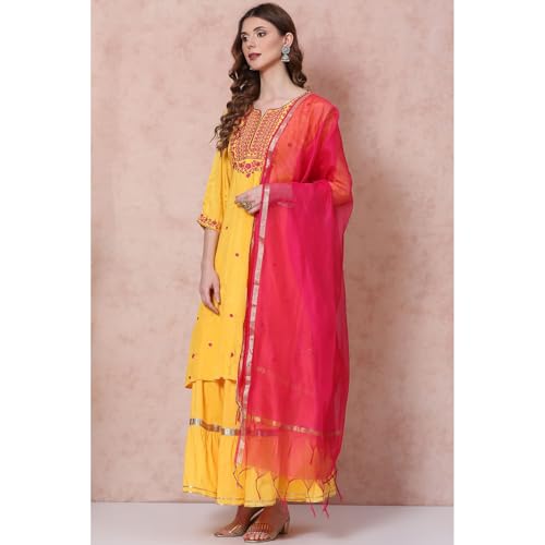 Rangriti Women Viscose Solid Suit Set (RSKASSORTED15445AW21YELL_Yellow