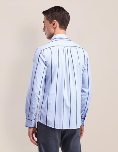 U.S. Polo Assn. Tailored Fit Cotton Striped Shirt Blue