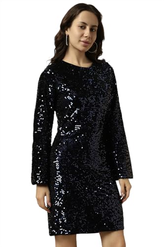 Allen Solly Women's Polyester Modern Mini Dress (AHDRERGFX18155_Black