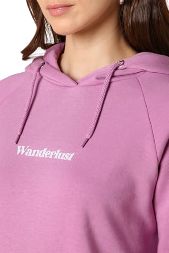 Women Lilac Graphic Print Hooded Neck Sweatshirt