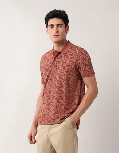 Arrow Sports Men's Floral Regular Fit Polo Shirt (ASAJTS3466_Rust