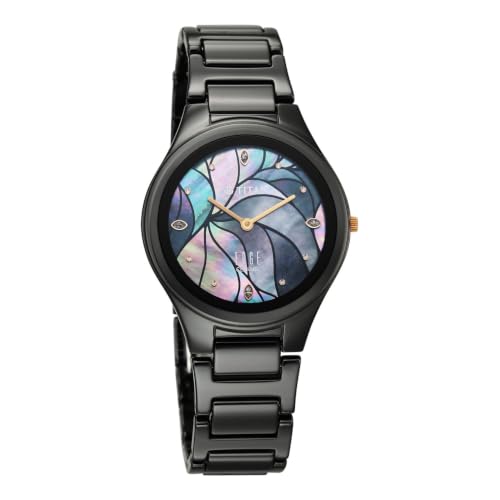 Titan Edge Tessel Quartz Analog 2Hands Display Mother of Pearl Marquetry Studded Indices Dial Black Ceramic Strap Watch for Women - 2653KC17