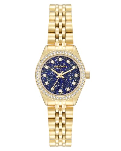 Anne Klein Women's Analog Watch Blue Lapis Dial Gold-Tone Bracelet | Crystal Bezel