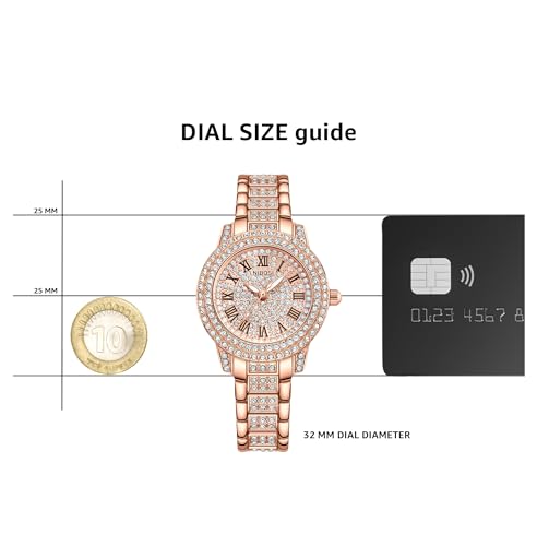 NIBOSI Women Wrist Watches Analog Stainless Steel Rose Gold Band and Dial Women's Watch for Girls&Miss&Ladies Diamond Studded with Stylish Girlfriend Watches