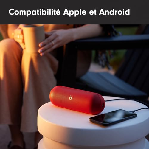 Beats Pill – Wireless Bluetooth Speaker and Portable Charger via USB-C – Up to 24 Hours Battery Life, IP67 Water Resistant, Apple & Android Compatible, Built-in Microphone – Statement Red