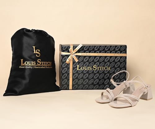 LOUIS STITCH Women’s Beige Block Heel Sandals | Comfortable Sandal for Ladies | LSOF-LDBH-SCBG | UK-5