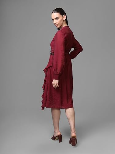 Kazo Athena Midi Dress with Belt (Wine_M)