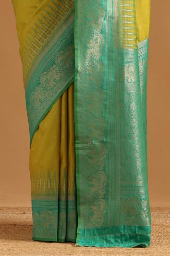 Soch Womens Light Green Silk Blend Ethnic Motifs Zari Woven Saree