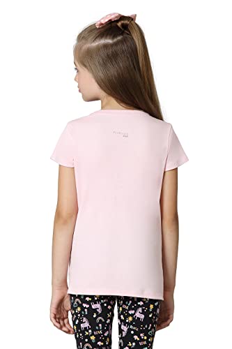Van Heusen Girls Relaxed Fit T-Shirt - 100% Cotton - Ultra Soft, Round Neck, Short Sleeve_56405_Rose Shadow_9-10 Years,Pink