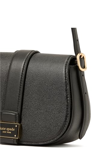 kate spade new york Nouveau Textured Leather mini Saddle, Black