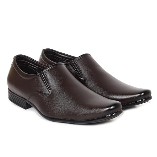 HIKBI Leather Officewear Formal Shoes Pointed Toe Slip On_Brown_09