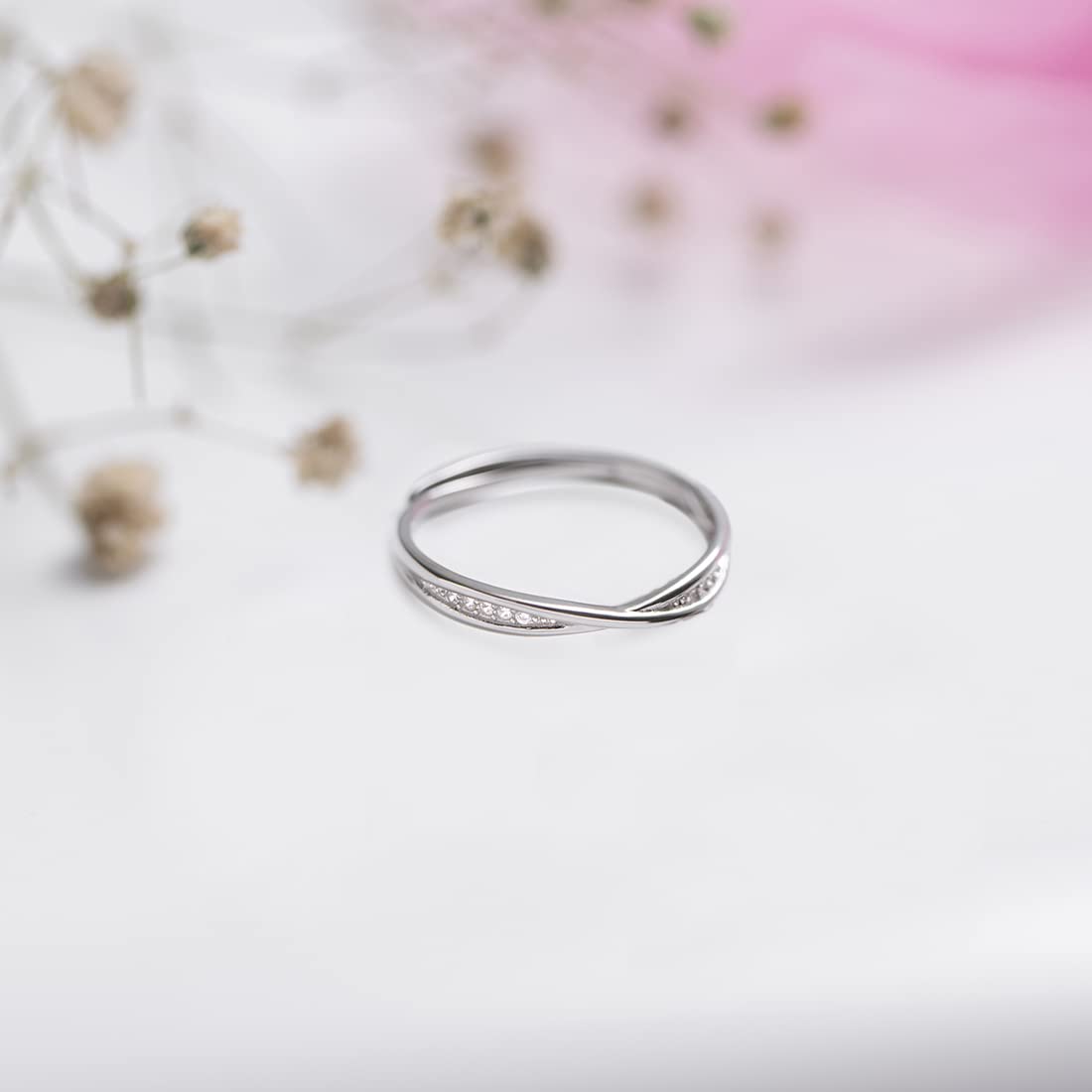 ZAVYA 925 Sterling Silver Ring for Women | Rhodium Plated, Adjustable | Gift for Women & Girls | With certificate of Authenticity and 925 Hallmark