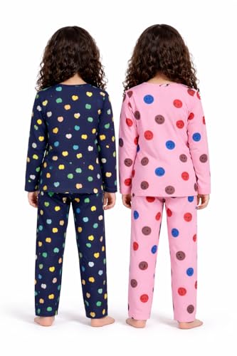 NammaBaby Baby Girls Full Sleeve T-Shirt Pajama Set Pack of 2 | Cotton Night Suit Soft & Cozy | 9-10 Years