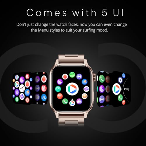 Fire-Boltt Rise Luxe Bluetooth Calling Smart Watch, 1.85”HD Display,AI Outfit Watch Face, 2 Looks in 1 Watch, Extra Straps at ₹99, 120+ Sports Modes, Metal Smartwatch for Men & Women (Rose Gold)