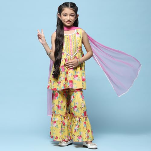 BIBA Girls PRINTED GATHERED KID(KWSPRING SONGS5919_YELLOW_11)