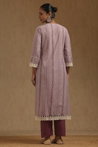 Soch Womens Purple Cotton Chevron Kurta Set