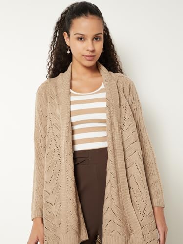 Max Women Crochet Waterfall Shrug (Beige_M)