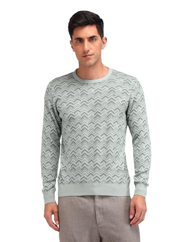Arrow Mens Green Printed Crew Neck Long SleeveCasual CottonRegular Fit Sweater (ARAISW4000_Green_XL)