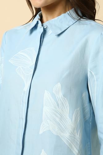 Allen Solly Women Light Blue Print Long Sleeves Shirt