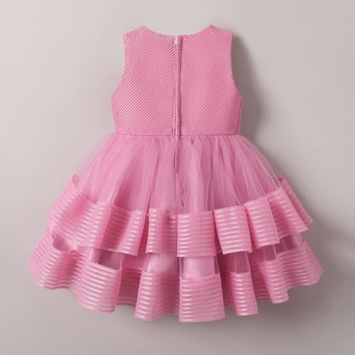 Hopscotch Girls Floral Applique Party Dress in Pink Color for Age (4-5 Years)