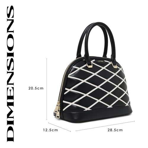 Akiki London Women's Buckingham Dome Satchel Handbag|Quilted Pattern|Stylish Handbag|Office Handbag for Women