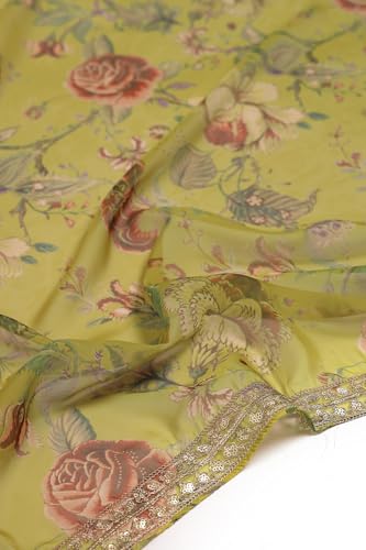 Soch Womens Yellow Tissue Zari Woven Suit Set Sequins