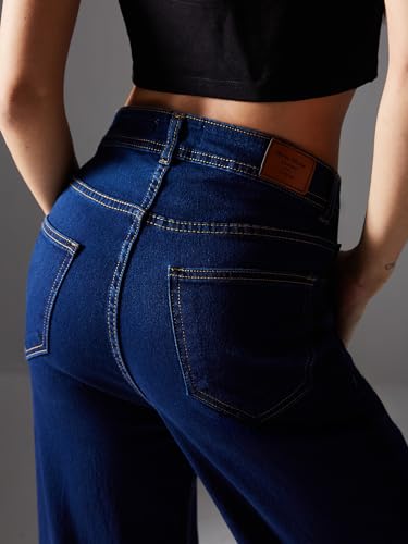 Miss Chase Women's Wide Leg High Rise Regular-Length Stretchable Denim Jeans (MCSS18DEN02-19-318-32, Charlotte Blue, 32)