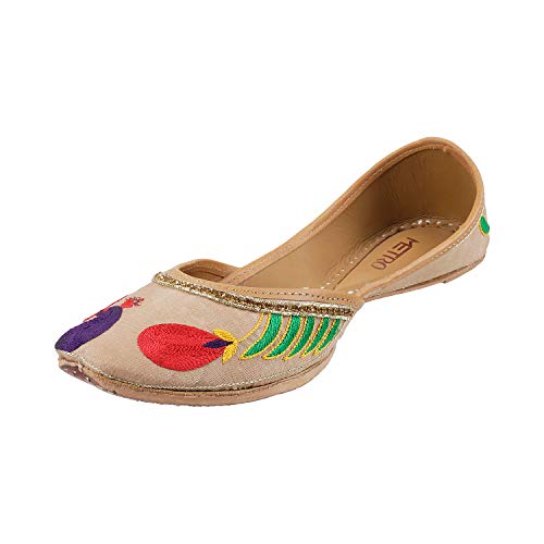 Metro Womens Synthetic Beige Mojaris (Size (6 UK (39 EU))