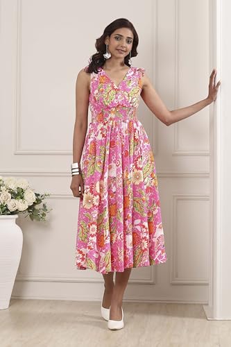 Biba Women Pink Viscose Rayon Kalidar Dress_38