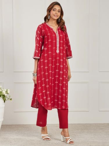 BIBA Dyed Cotton A Line Casual Kurta With Palazzo