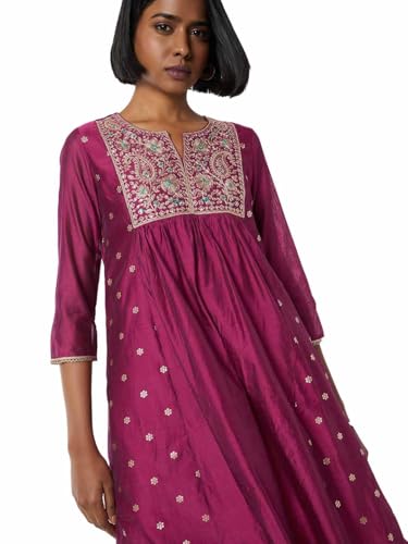 Max Women's Polyester Blend Kurta Set (CONU57001A_Pink