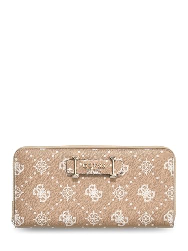 Guess Biscotti Printed Zipper Carrie Logo Large Zip Around Wallet
