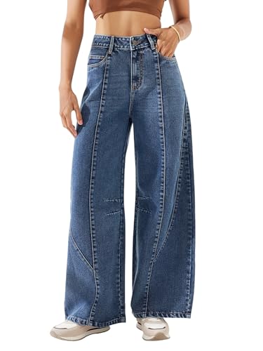 Dolce Crudo Women's High Waist Straight Fit Jeans (DOSS24DEN79-19-349-34, Ultramarine Blue, 34)