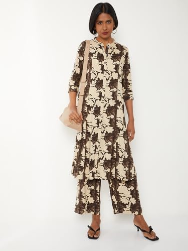 Max Women Floral Print A-line Kurta Set (Brown_M)