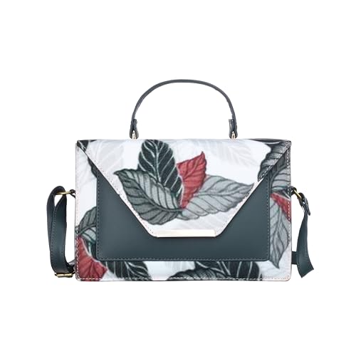 Aisna Stylish Floral Handbag for Women | Premium PU Leather Sling & Shoulder Bag | Trendy Casual & Office Tote with Adjustable Strap (Grey)