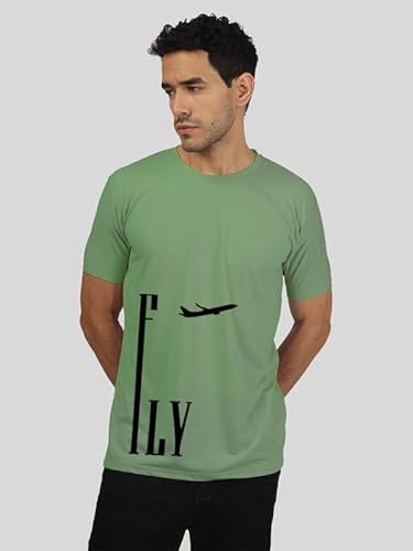 T-70 Men's Printed Round Neck Half Sleeves Poly-Cotton T-Shirt | Color - Mint Green | Size - 5XL (611)