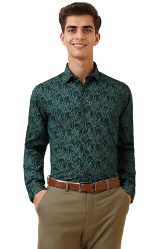 Allen Solly Men Green Print Full Sleeves Formal Shirt